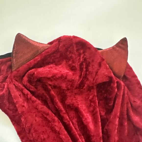 Halloween Costume Velvet Hooded Devil Dress Kids Girls Small Dress Up - Picture 10 of 11